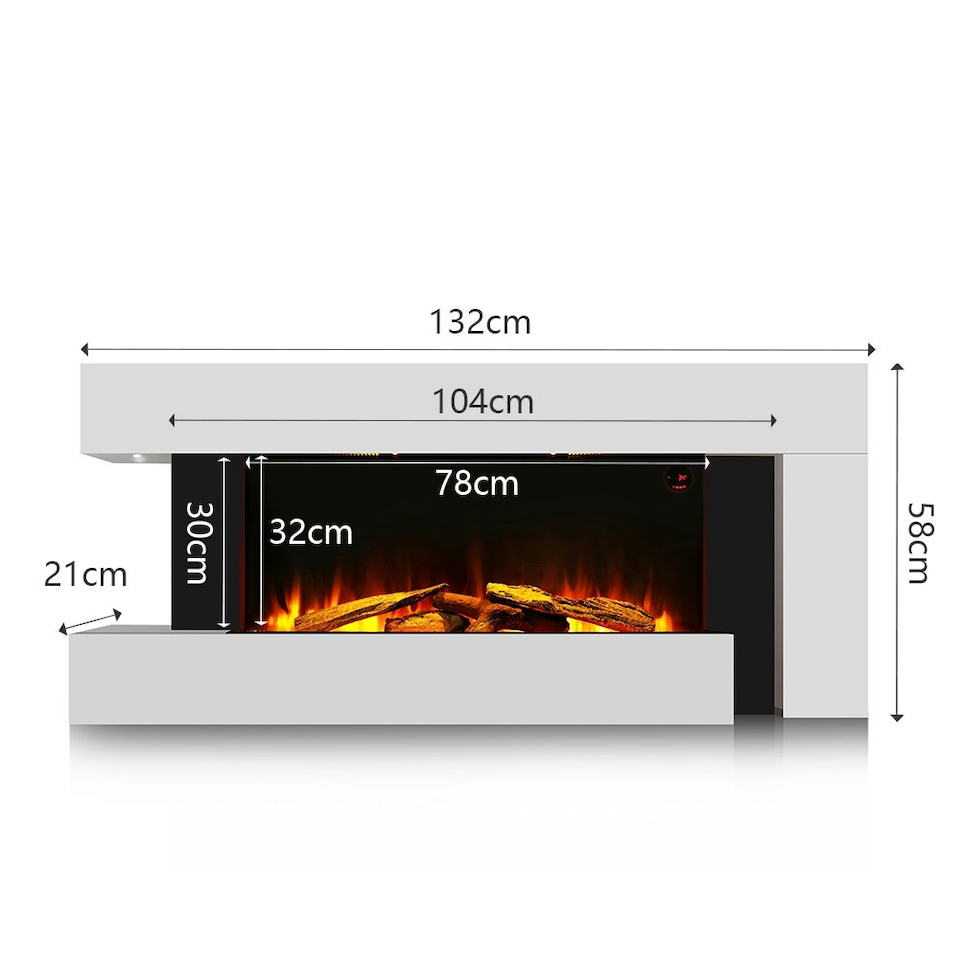 image 1 of Living and Home 50 inch 7 Shape Electric Fireplace with Wooden Mantel, Remote Control,2000W