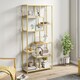image 7 of HOMCOM 7-Tier Bookshelf, Geometric Bookcase, Industrial Floor Standing Book Shelf, Open Display Shelving Unit for Living Room, Home Office and Bedroom, White and Gold Tone | White | White and Gold Tone