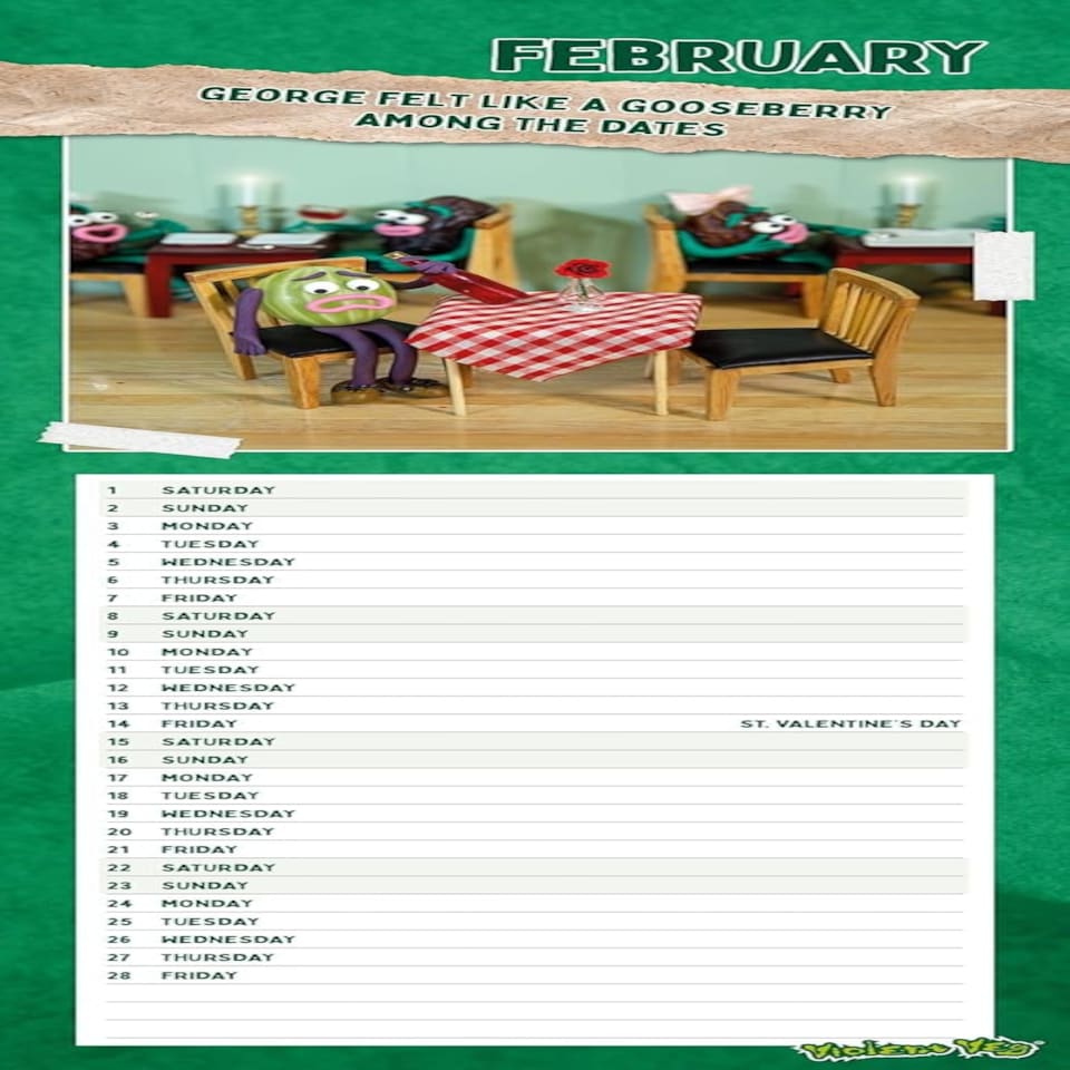 image 1 of Violent Veg 2025 Slim Wall Calendar
