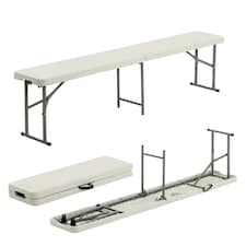 Harbour Housewares 4 Person Folding Trestle Bench - 180cm (6ft) - Folding Bench Indoor Bench Outdoor Bench Seat Chair | White | One Size