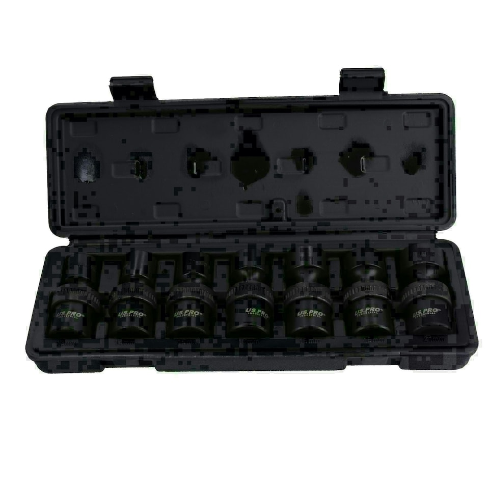 image 1 of 1/2in Drive Swivel Wobble Metric Shallow Impact Sockets 13 - 21mm 7pc 6 Sided