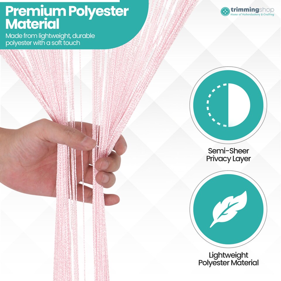 image 1 of Polyester Glitter Beaded String Curtain Panel - 200x100cm
