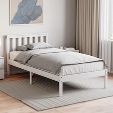 Vida Designs Milan Single Wooden Bed, Low Foot, White & Gel Memory Foam Pocket Spring Mattress, Single