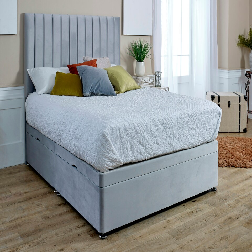 image 1 of Sophia Divan Ottoman Plush Superking Bed Frame - Silver