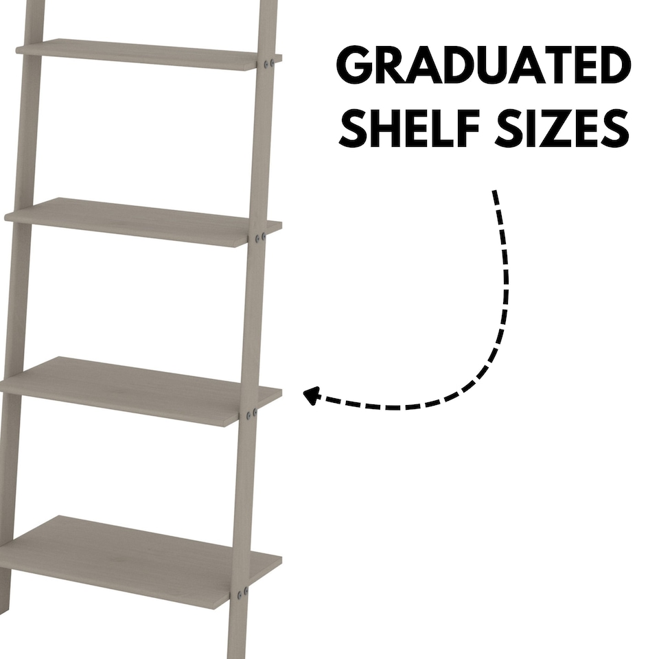 image 1 of Corona Grey Ladder 5 Shelf Unit - Grey Wax Finish with Multi-Depth Shelving and Versatile Storage | Grey | Grey Wax | One Size | 1
