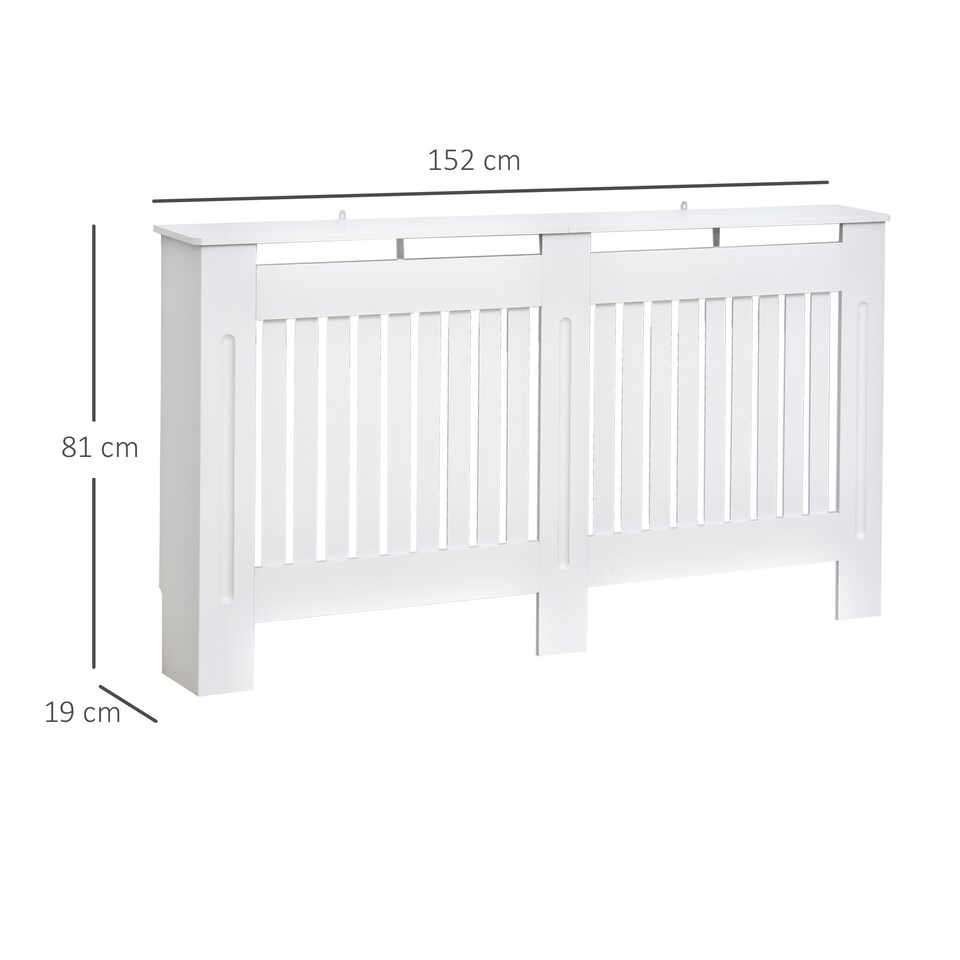 image 1 of HOMCOM Radiator Cover Painted Slatted MDF Cabinet Lined Grill 152x19x81cm