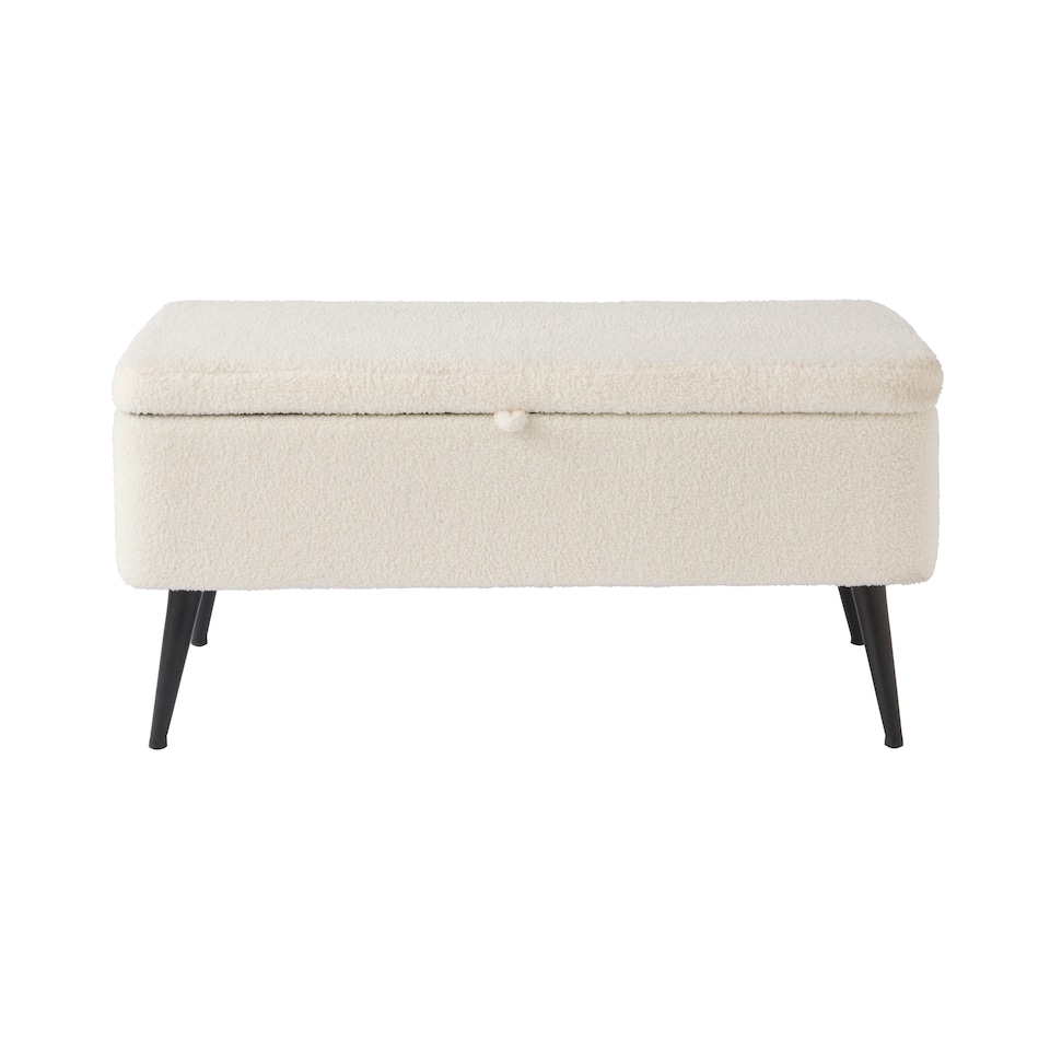 image 1 of Lola Boucle Teddy Ottoman Storage Bench | Cream | Cream