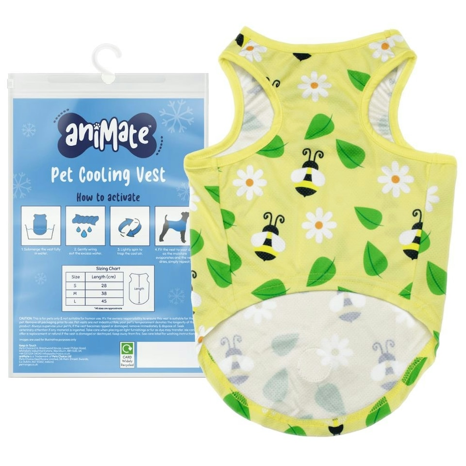 image 1 of AniMate Dog Cooling Vest Bee Print Yellow | S