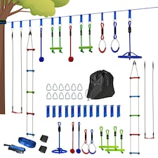 AIYAPLAY 10-Piece Zip Line for Kids, for Outdoor, Garden, Multicoloured