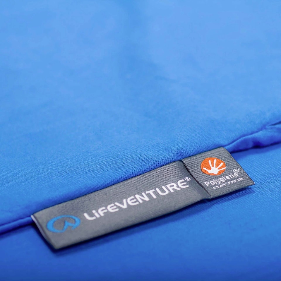 image 1 of Lifeventure Cotton Sleeping Bag Liner Rectangular 220 x 90cm Blue