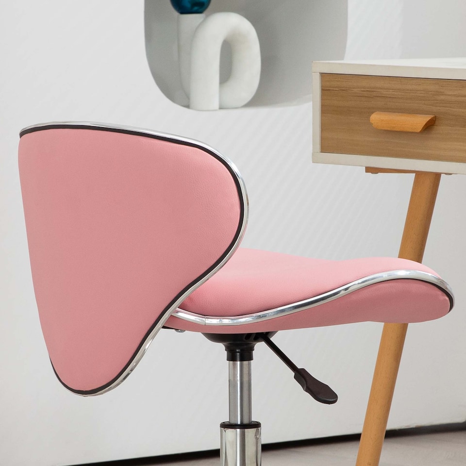 image 1 of HOMCOM Adjustable Rolling Swivel Beauty Salon Chair, Stool for Spa, Technician - Pink