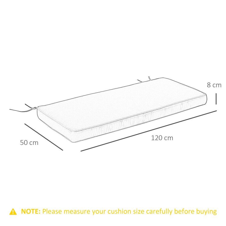 image 1 of Outsunny Garden Bench Cushion 2 Seater Seat Pad Indoor& Outdoor Use 