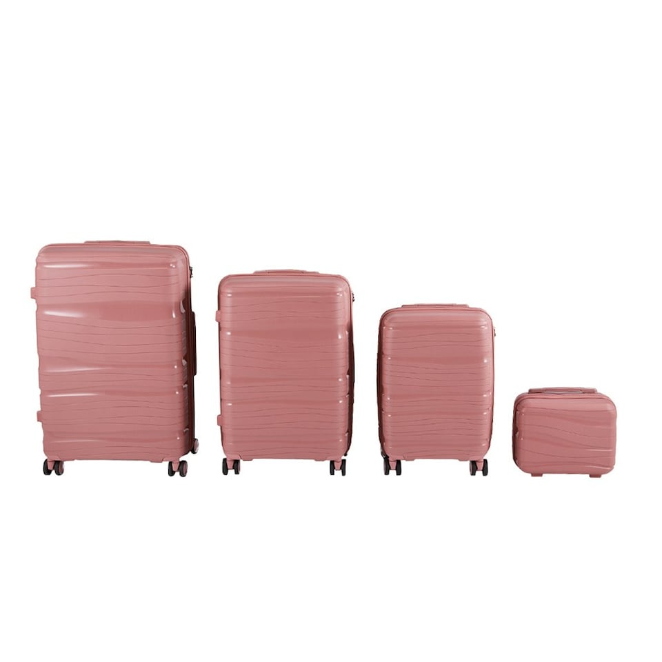 image 1 of Living and Home 4 Wheels Lockable Travel Suitcase Set of 4 - Pink 28+24+20+14 Inch Pink | Large