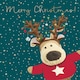 image 1 of Boofle with Reindeer Horns Christmas Card