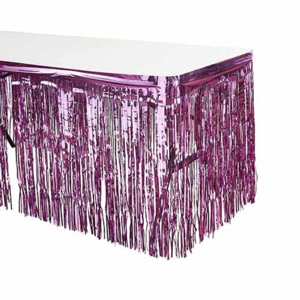 Pink Foil Table Skirt 160cm x 70cm