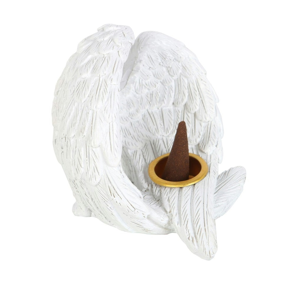 image 1 of Something Different Resin Angel Wings Incense Cone Holder - White - One Size
