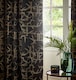 image 5 of Paoletti Bamboo Fully Lined Jacquard Eyelet Curtain Pair, 168cm width x 183cm drop | Black | Black | 1