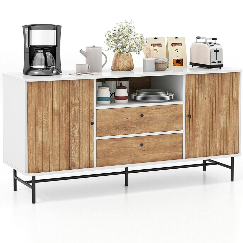 image 1 of COSTWAY TV Stand for TVs 65 Inches Modern Entertainment Center White