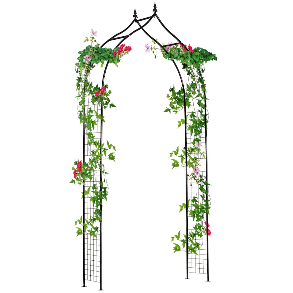 image 1 of Outsunny Metal Vintage Style Garden Arch Lawn Arbor Trellis Climbing Plant Rose