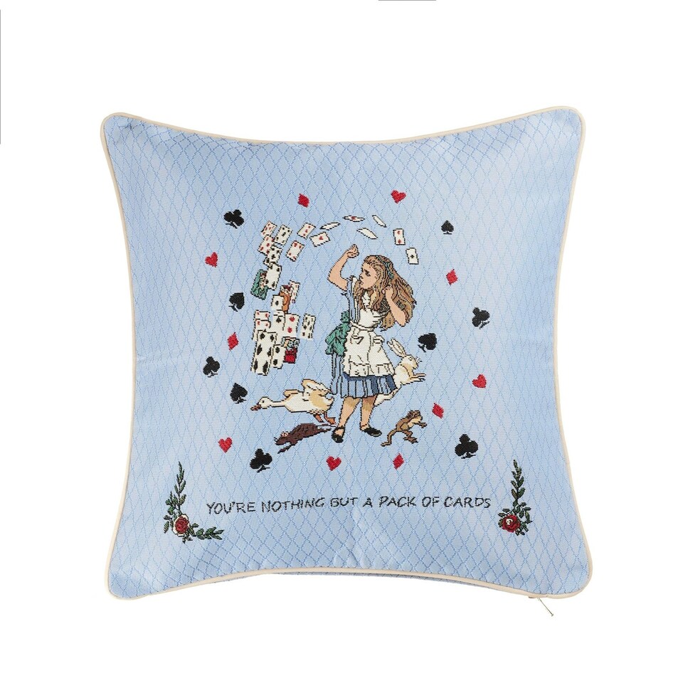 image 1 of Signare Cushion Cover - Alice In Wonderland Tea Party Blue | Blue | 1