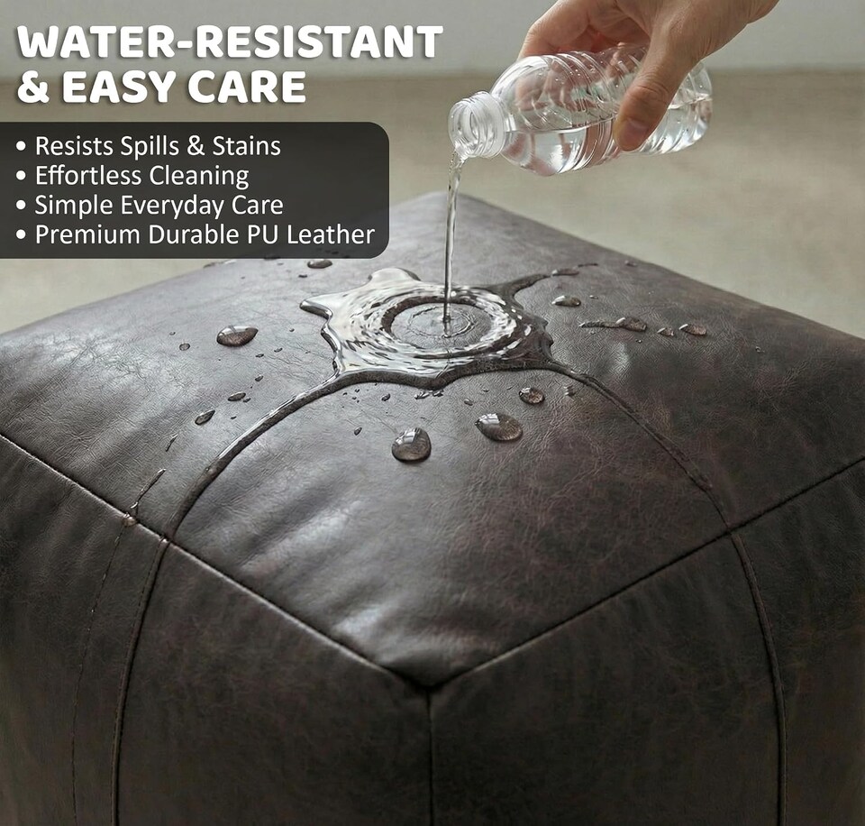 image 1 of Cube Shape PU Leather Footstool Bean Bag (Charcoal,40x40x40cm)