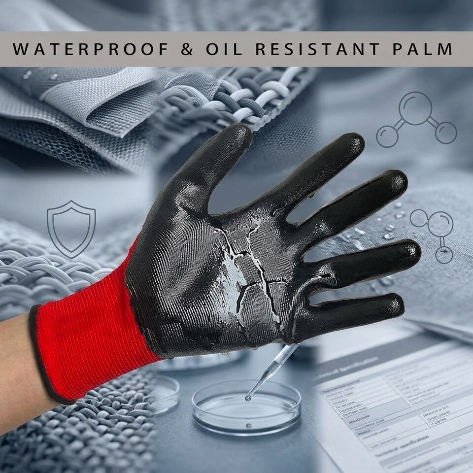 image 1 of 12 Pair Nitrile Coated Work Breathable Safety Gloves for DIY and Gardening
