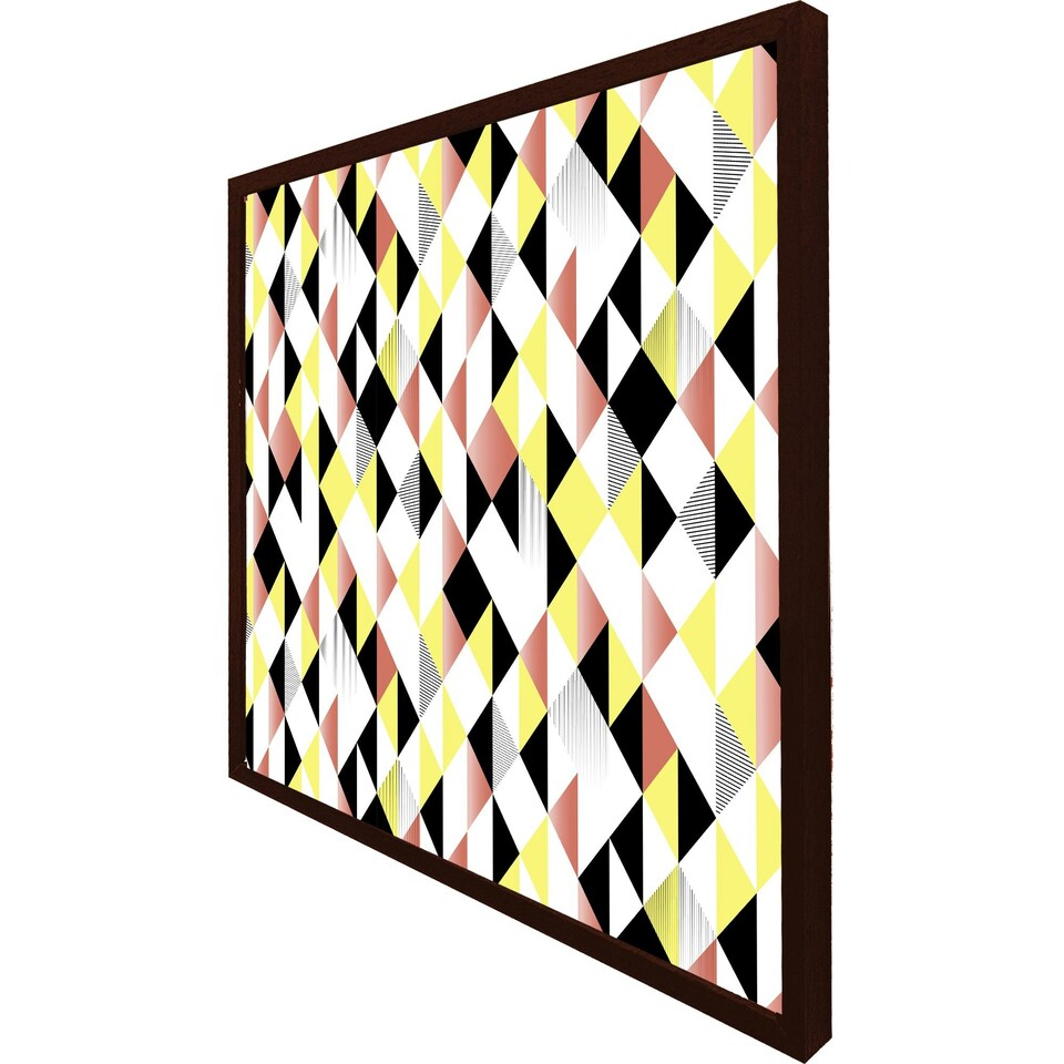 image 1 of Yellow, pink & black geometric pattern (Picture Frame) Brown | Oak | XL