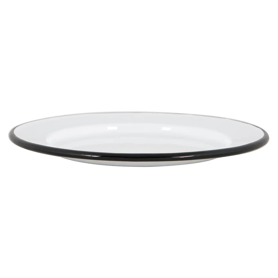image 1 of Argon Tableware White Enamel Side Plates - 20cm - Black - Pack of 6 | Black | Black