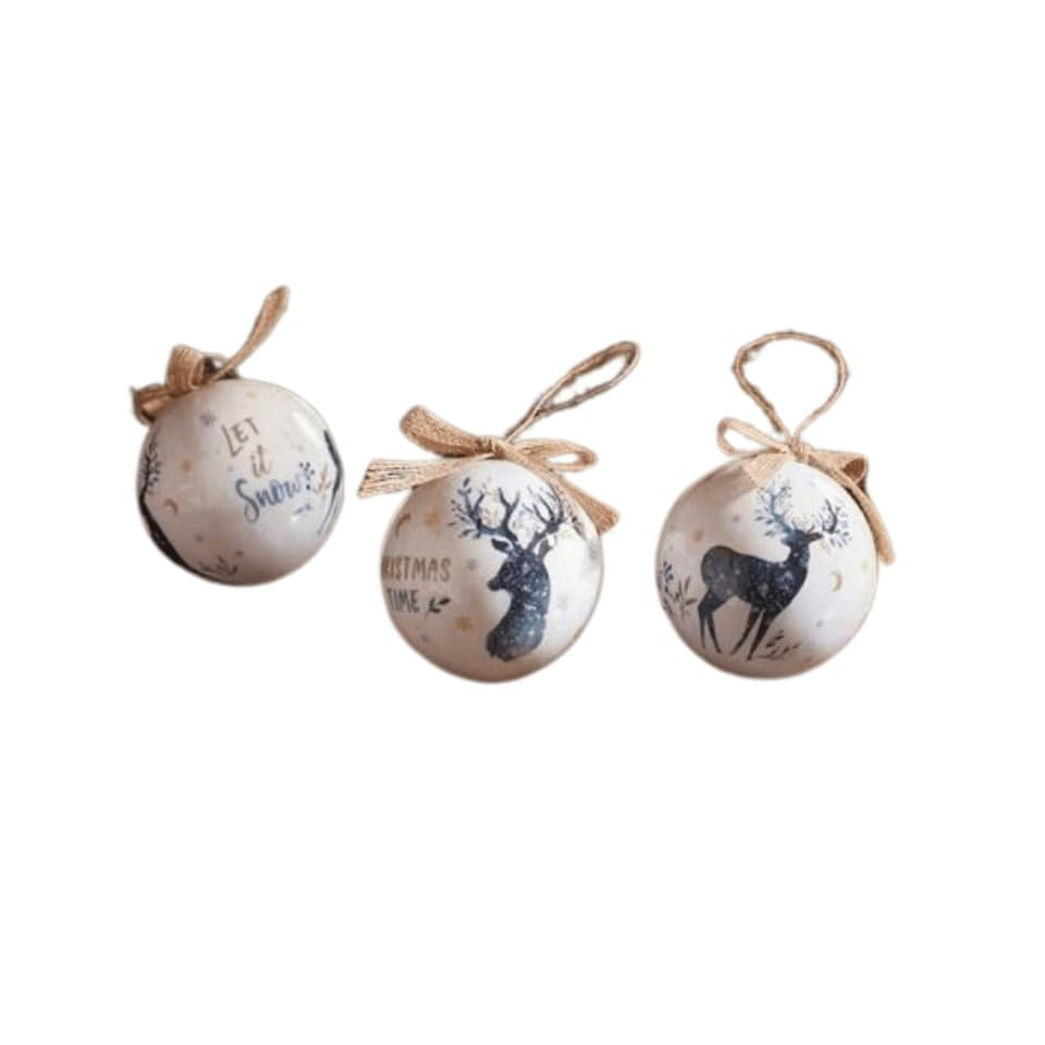 image 1 of Set of 14 Traditional Vintage Christmas Stags Tree Baubles