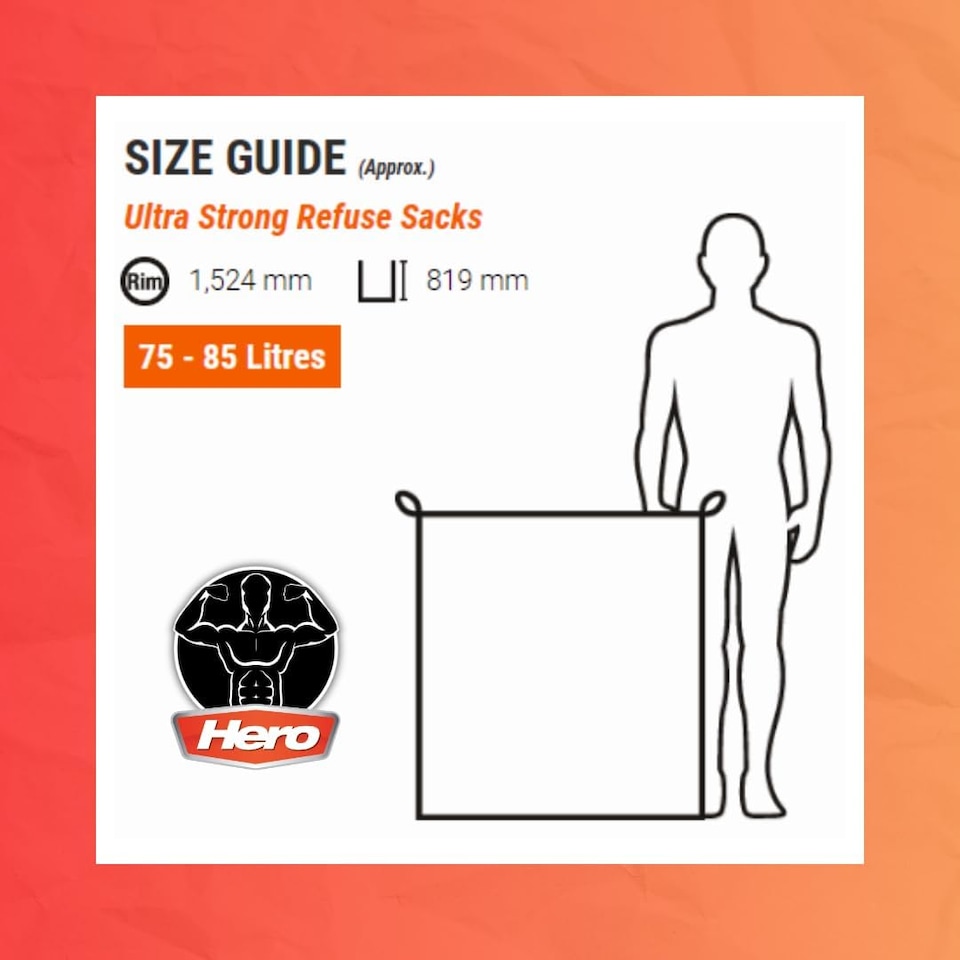image 1 of Hero Ultra Strong Black Drawstring Bin Bags 75–85L – 15 Extra Thick Tear-Resistant Refuse Sacks | Recycled Plastic Bin Liners for Home, Office & Commercial Use | Black | 30
