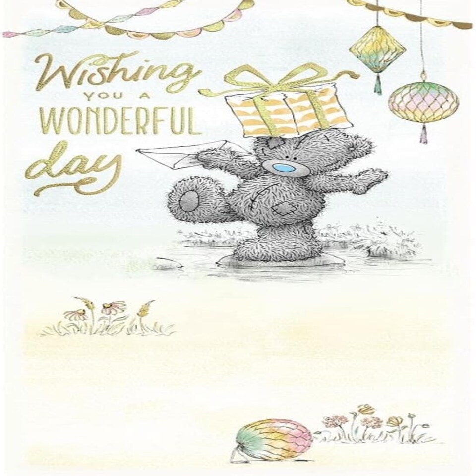 image 1 of Bear On Stepping Stones Wonderful Day Birthday Card