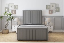 Sloomy Pemberton Pewter Dumfries Deep-Sided Bed Frame With 50" Upholstered Headboard 4' Small Double