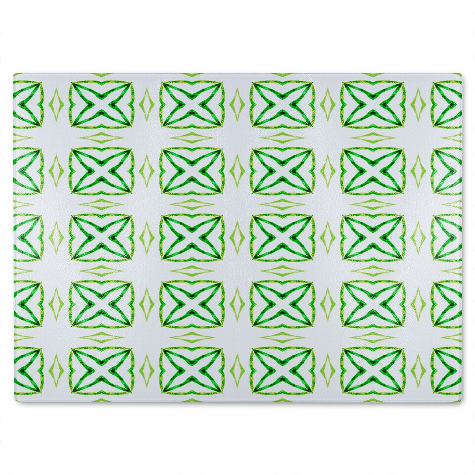 image 1 of Green Extraordinary Boho Chic Summer Design Glass Chopping Board | Multi
