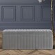 image 1 of 137cm Wide Lux Ottoman Storage Box, Grey Velvet Upholstered Full Striped Storage Ottoman Box