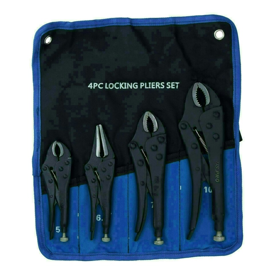 image 1 of 4pc Locking Grip Wrench Set Vice Locking Pliers Mole Grips Heavy Duty AT017