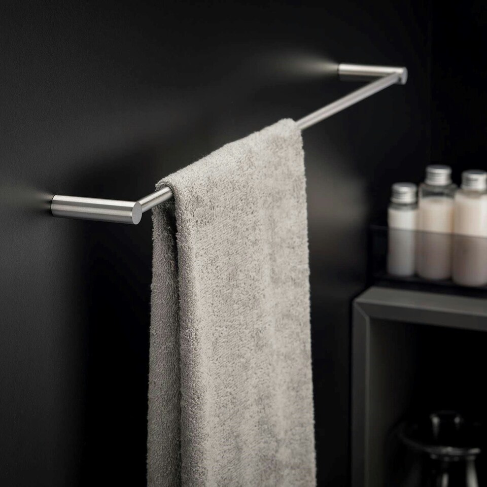 image 1 of Cosmic Bathroom Towel Round Rail Fixed Bar Design Lightweight Light Grey 60 cm