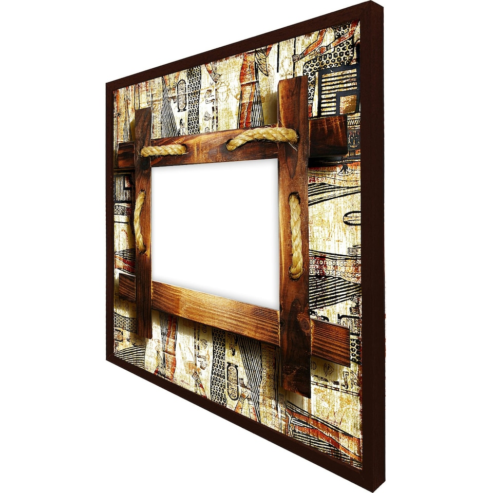image 1 of Rustic egyptian wooden frame (Picture Frame) Grey | M