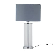 Aura - Chrome Table Lamp with Grey Cotton Shade Chrome | Grey