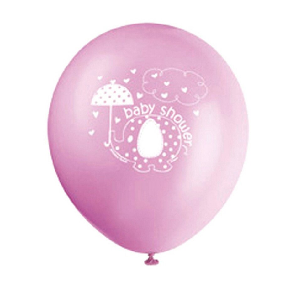 Unique Party 12 Inch Umbrellaphants Baby Shower Balloons - Pink - One Size