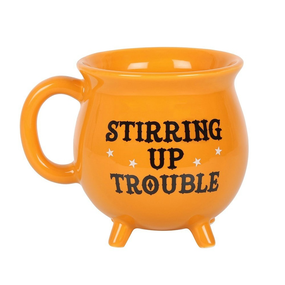 image 1 of Stirring Up Trouble Ceramic Orange Cauldron Mug