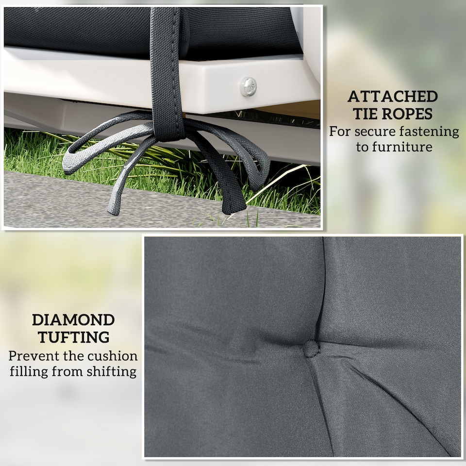 image 1 of Outsunny 2 Seater Garden Bench Cushion Outdoor Seat Pad with Ties | Grey | Dark Grey | 1