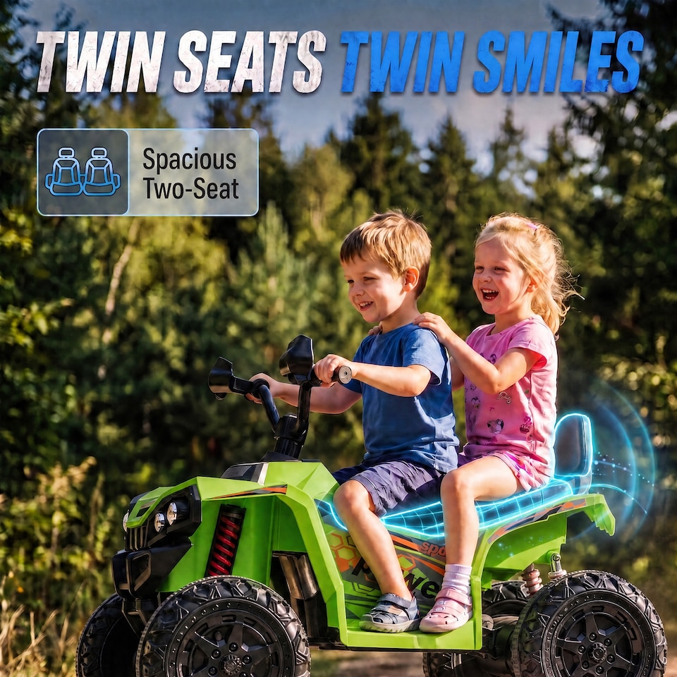 image 1 of AIYAPLAY 24V 2 Seater Electric Quad Bike for Boys Girls, Ride On Car ATV