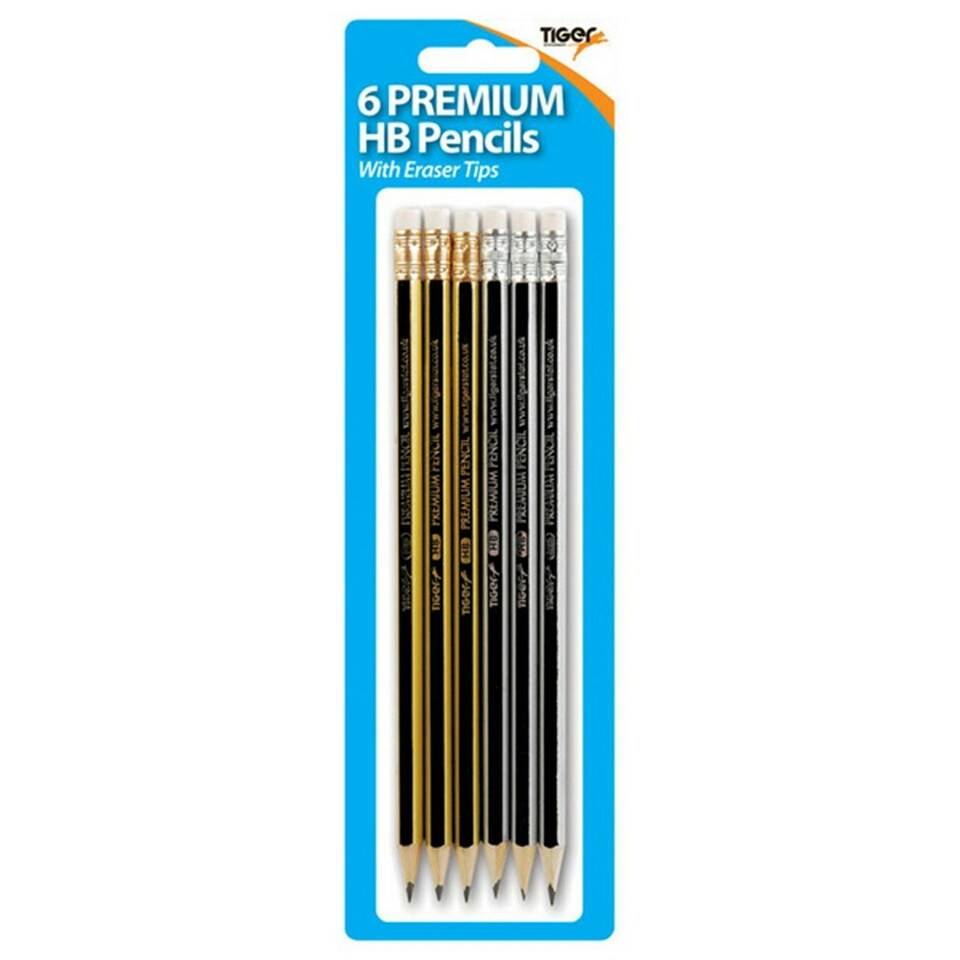 image 1 of Tiger Stationery Premium Eraser Tip HB Pencils - Multicoloured - One Tub of 72