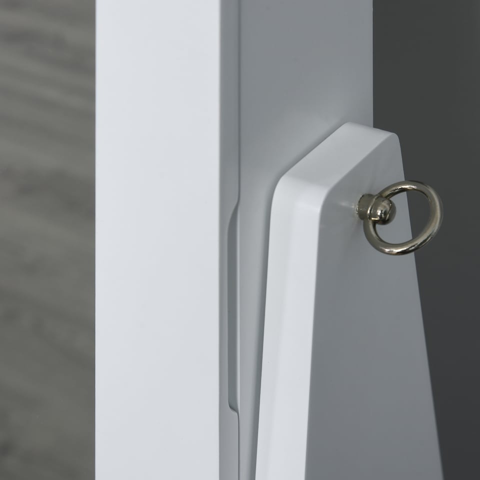 image 1 of HOMCOM Jewellery Cabinet, Standing Mirror with LED Lights, Full-Length Mirror with Storage Drawers, Hooks and Shelves, Make-Up Armoire, Jewellery Organiser for Bedroom, White