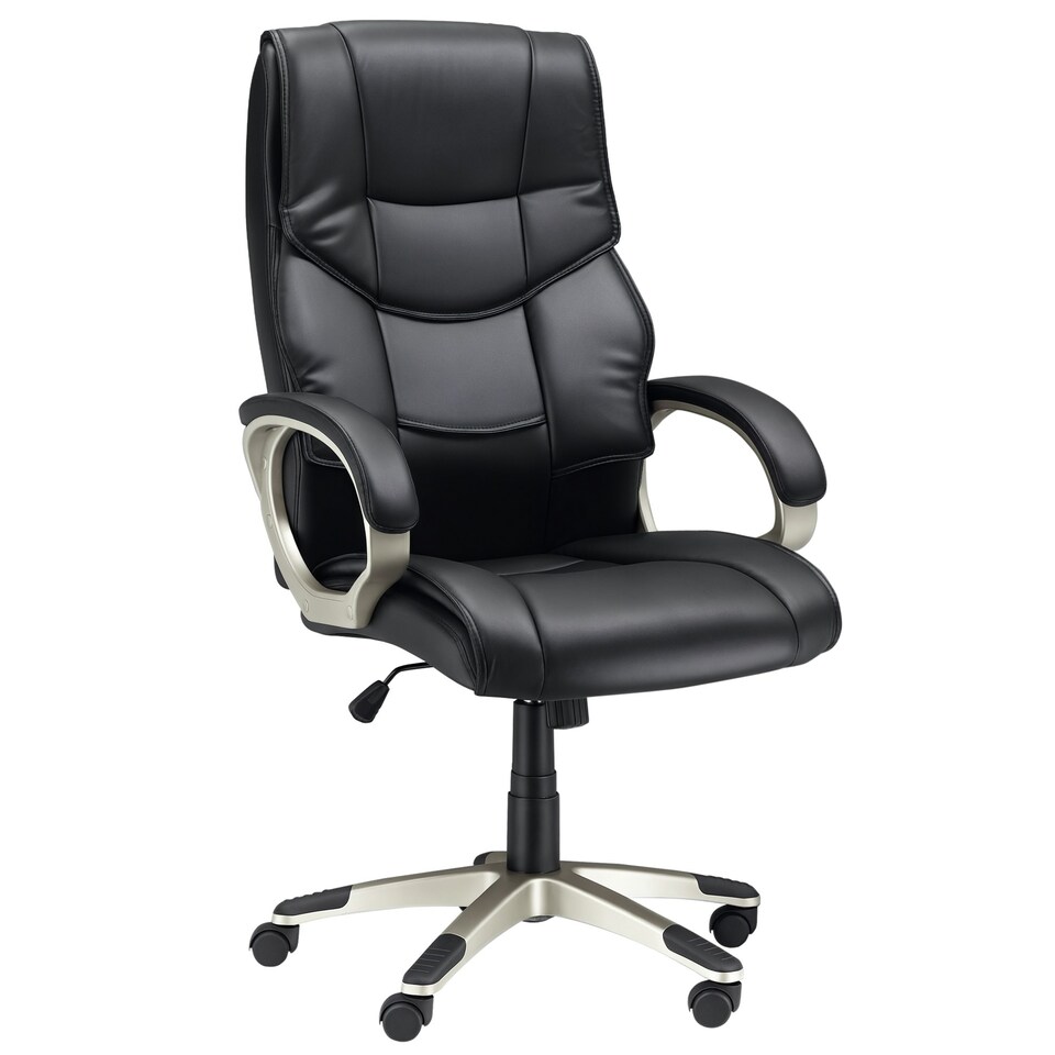 image 1 of HOMCOM High Back Computer Office Chair Faux Leather Swivel Desk Chair with Adjustable Height Rocking Function Black