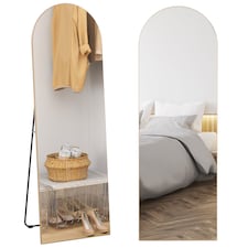 HOMCOM Arched Full Length Mirror, 50 150cm Wall Mounted, Leaning, Free Standing Full Body Mirror, Frameless, for Living Room, Bedroom, Gold Tone