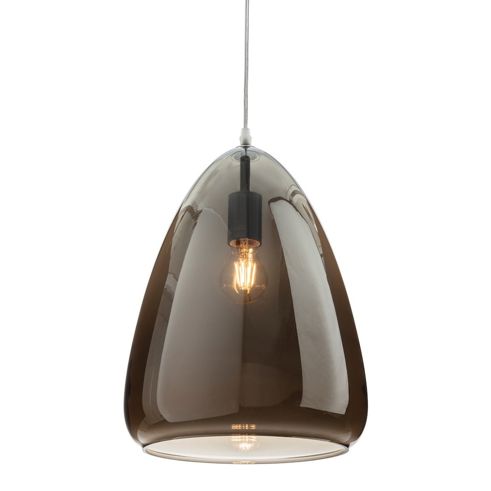 Willis Dome Pendant Light Chrome with Smoked Glass
