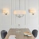 image 3 of Nixon 2 Light Indoor Candle Wall Light Nickel Plate, White Faux Silk, E14