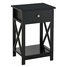 Living and Home 1-Drawer Wooden Bedside Table - Black