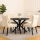 image 2 of Natural Set of Four Studded Velvet Dining Chair with Ring Knocker Detail Cream | Natural